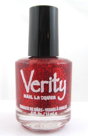 Verity Nail Lacquer, Red Glitter G02