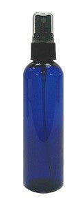 Cobalt Blue Plastic PET Bottle with Black Spray Atomizer Top